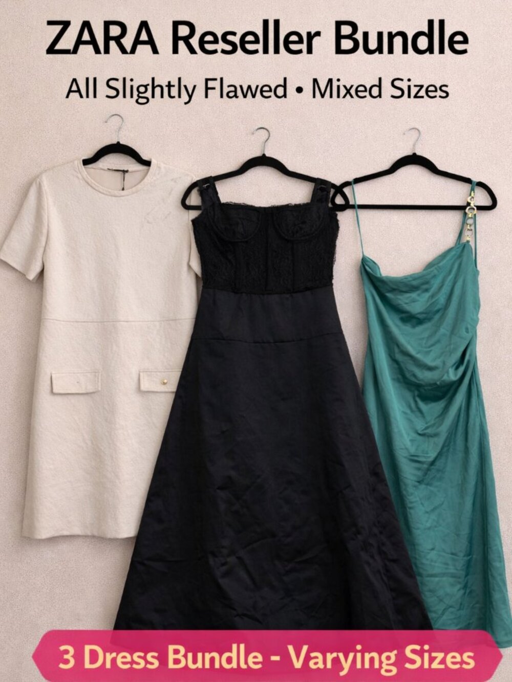 ZARA Dress Bundle (3) Mixed Sizes | Reseller Lot | AS-IS Repair/Flawed
